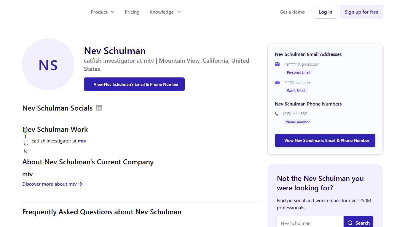 Nev Schulman Email & Phone Number | catfish investigator at mtv - ContactOut